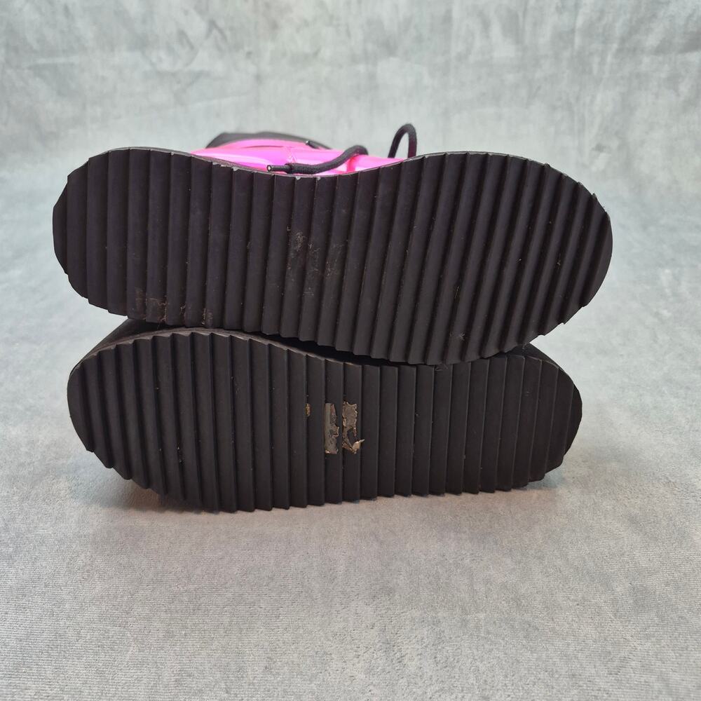 YRU Qronic Holographic Goth Punk Festival Rave Pink Platform Winter Boot Size 7 - Picture 9 of 9